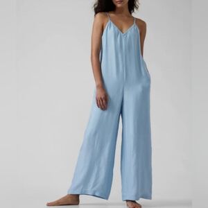 ​Athleta Calm Cool Romper Jumpsuit Light Blue Pajama Sleep Loungewear